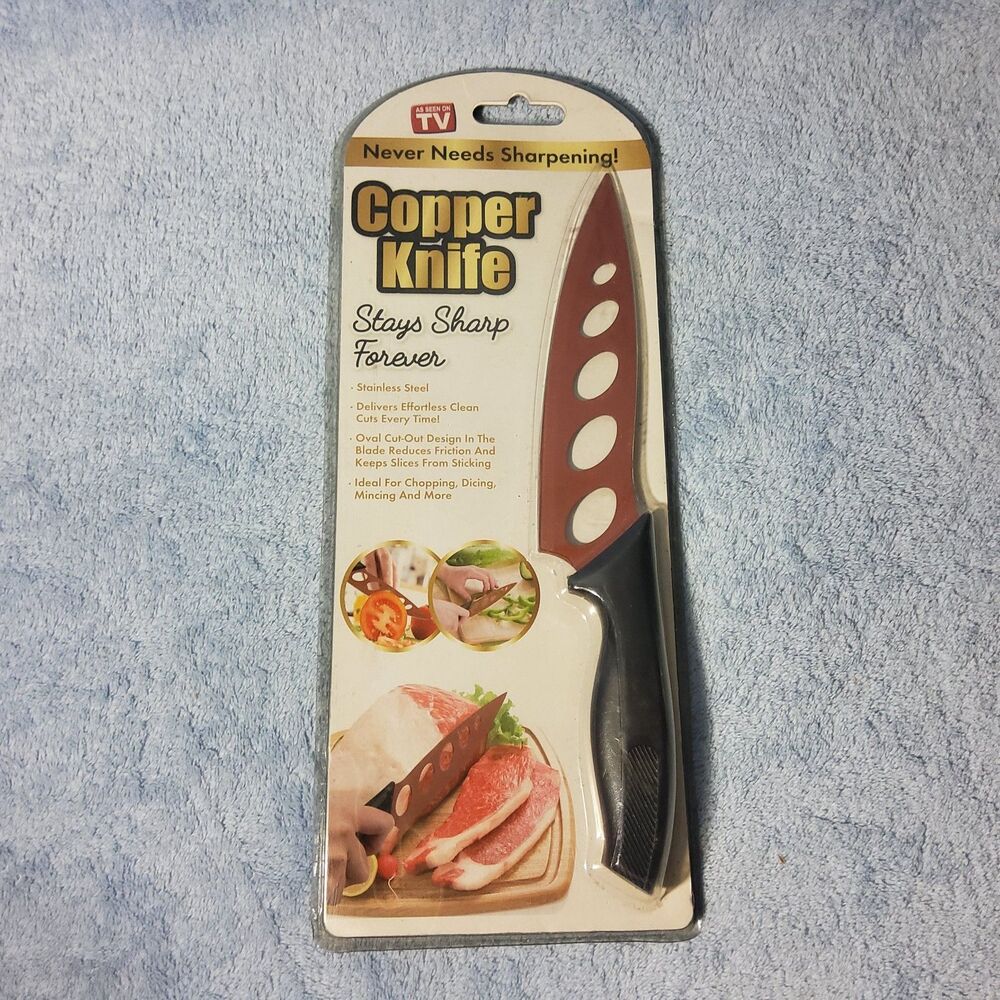 New Sealed 6" Copper Kitchen Knife Stays Sharp Forever Stainless Steel Tekno